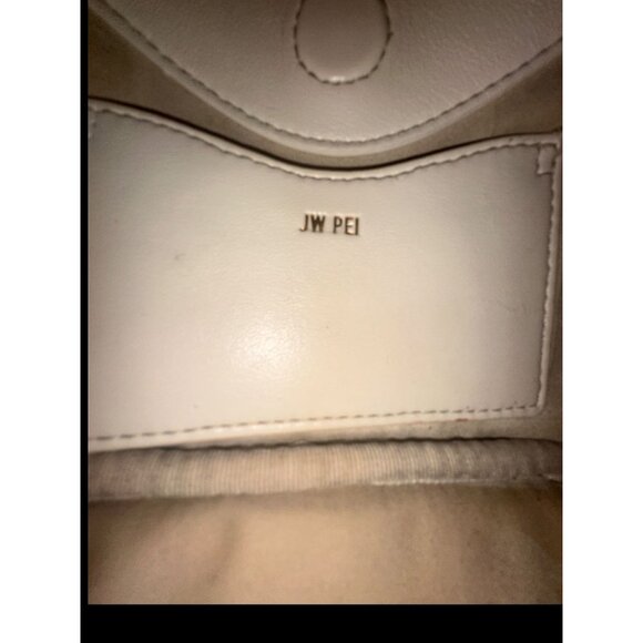 JW PEI Gabbi Ruched Hobo Handbag Ivory Vegan Leather Croissant Top Handle Bag - Picture 8 of 8